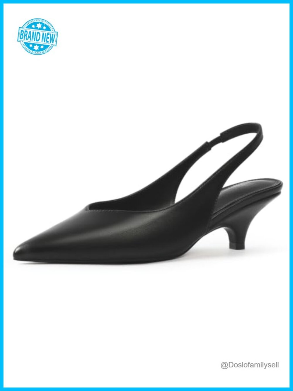Slingback Kitten Heels Pointy Toe Pumps Faux Leather Women's Dress Shoes